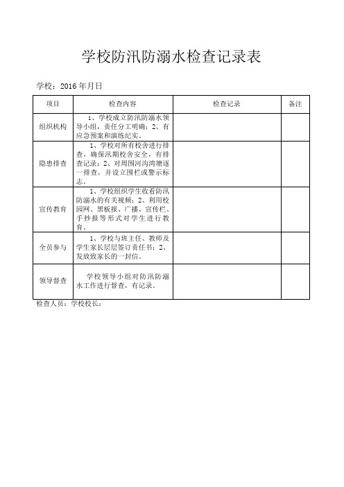 学校防汛防溺水检查记录表