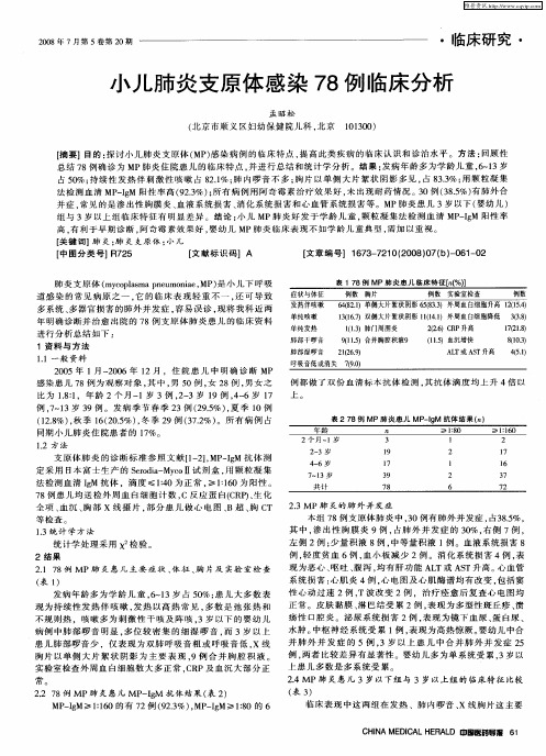 小儿肺炎支原体感染78例临床分析