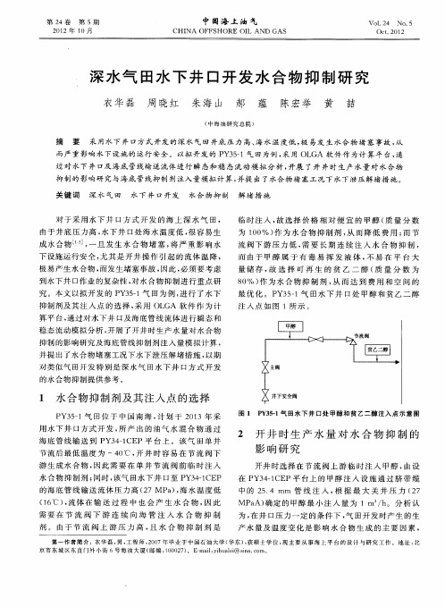 深水气田水下井口开发水合物抑制研究