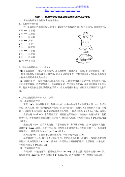 药理学实验基础知识与总论实验
