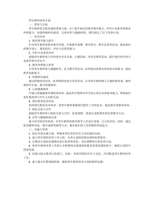 青年教师培养计划