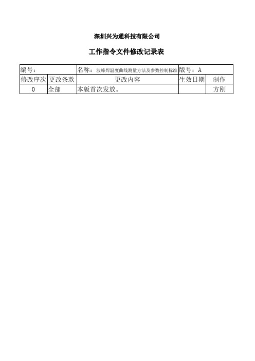 波峰焊温度曲线测量方法及参数控制标准