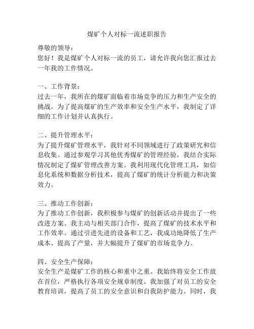 煤矿个人对标一流述职报告