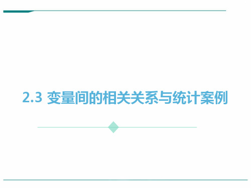 高中数学新课标人教A版必修3：变量间的相关关系与统计案例 课件