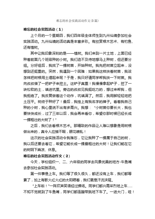 难忘的社会实践活动作文（3篇）_关于难忘的作文_