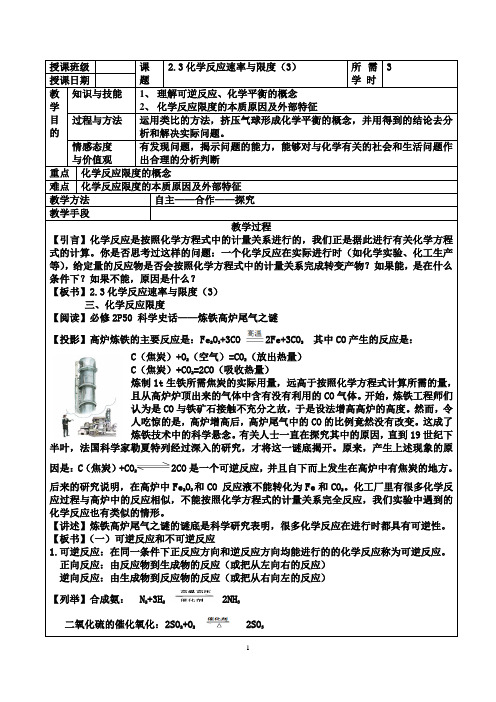 2.3化学反应速率和限度(3)