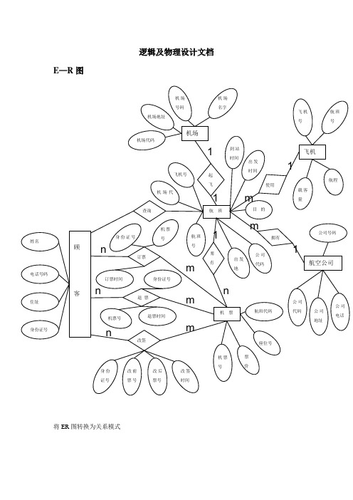 航空订票系统逻辑与物理设计文档