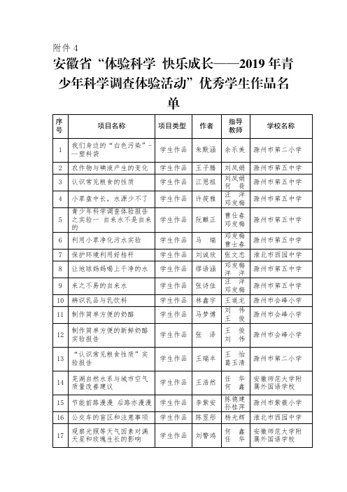 安徽省体验科学快乐成长——2019年青