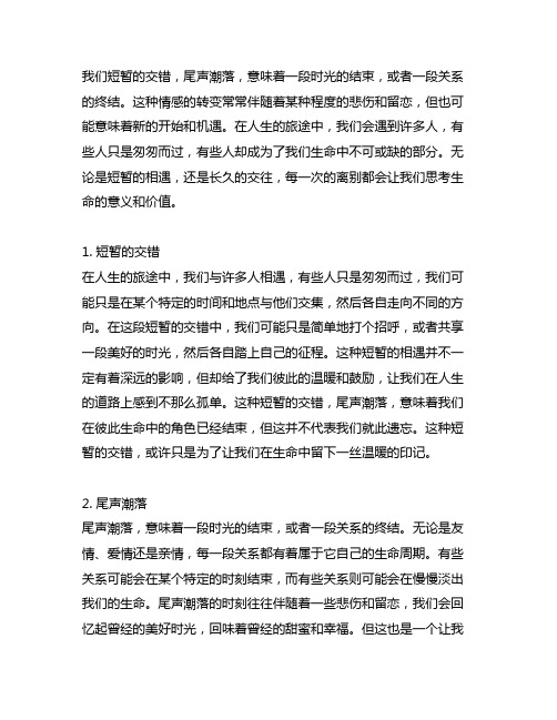 我们短暂的交错,尾声潮落,的意思