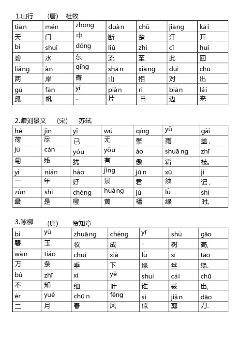 泾河中心学校经典诗词(拼音版)