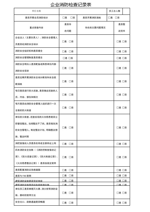 企业消防检查记录表