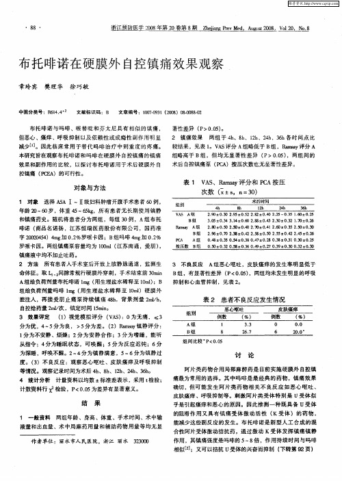 布托啡诺在硬膜外自控镇痛效果观察