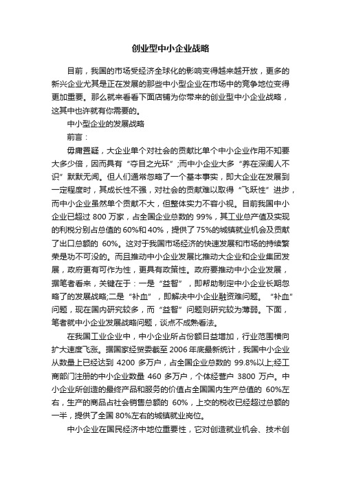 创业型中小企业战略