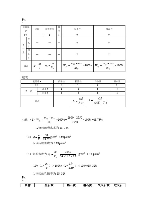 合肥工业大学土木工程材料作业答案1