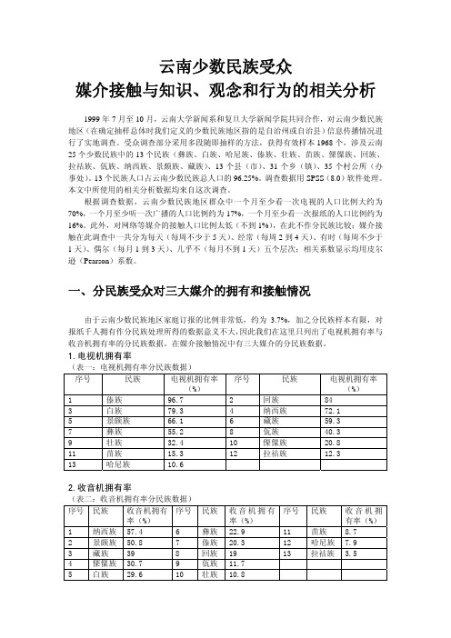 媒介接触与知识、观念和行为的相关分析