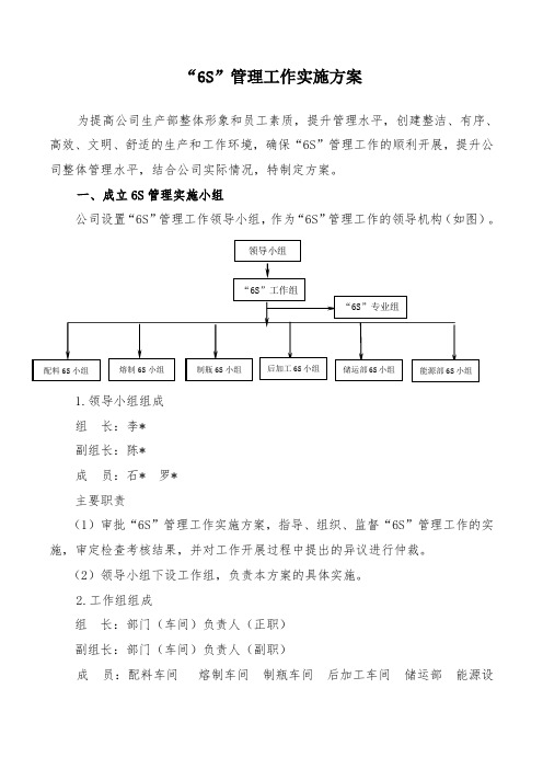 6S管理工作实施方案