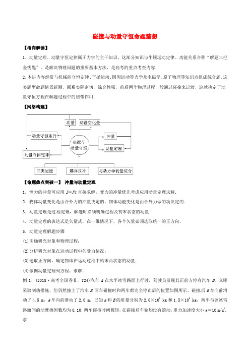 2019年高考物理专题07碰撞与动量守恒命题猜想(含解析)