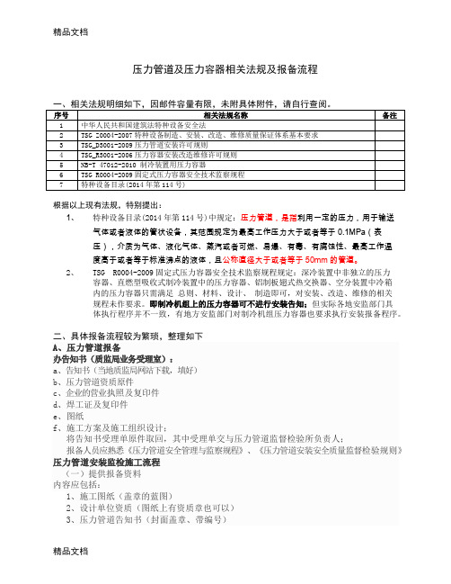 最新压力管道及压力容器相关法规及报备流程资料