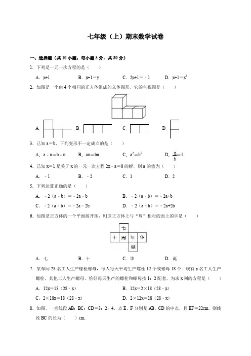 七年级(上)期末数学试卷(含解析)