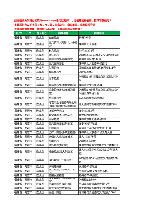 2020新版福建省龙岩市连城县药工商企业公司商家名录名单黄页联系电话号码地址大全76家