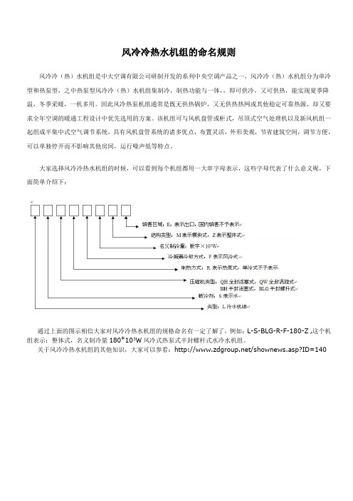 风冷冷热水机组的命名