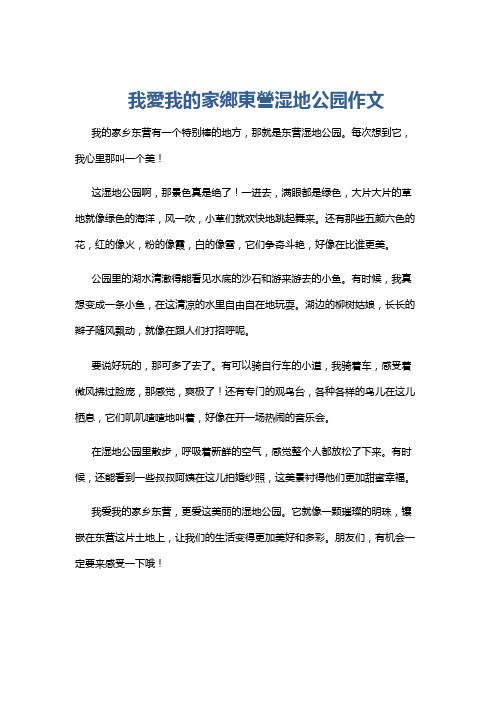 我爱我的家乡东营湿地公园作文