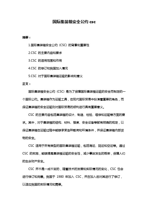 国际集装箱安全公约csc