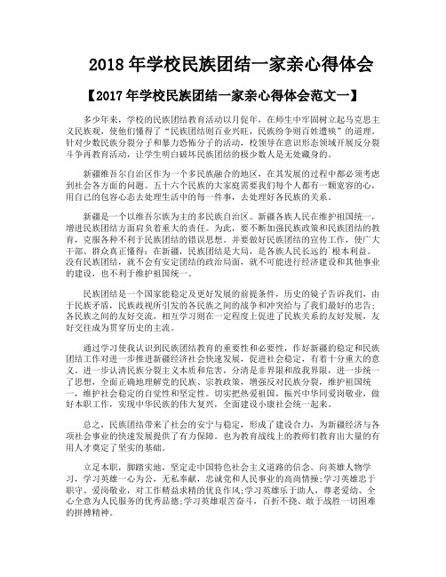 学校民族团结一家亲心得体会