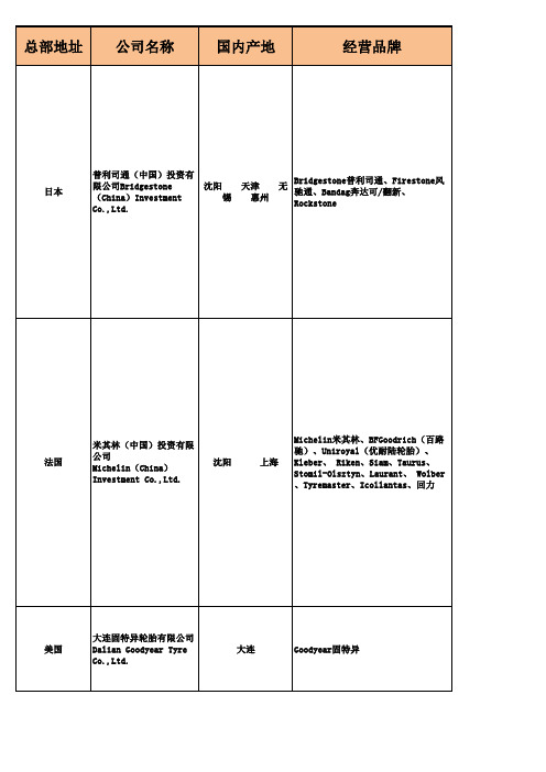 各大轮胎品牌介绍.xls