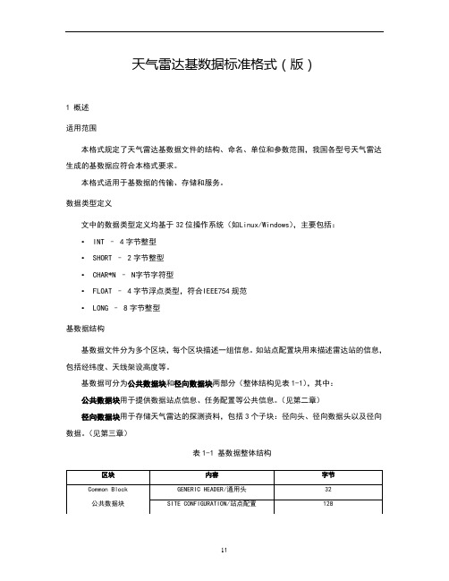 天气雷达基数据标准格式