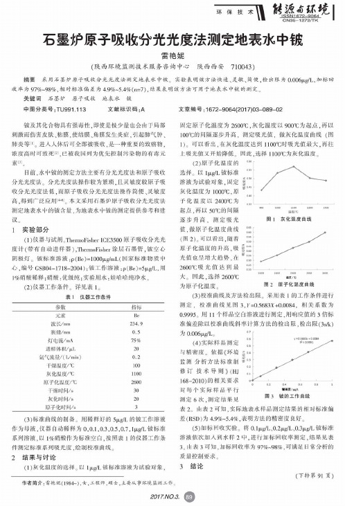 石墨炉原子吸收分光光度法测定地表水中铍