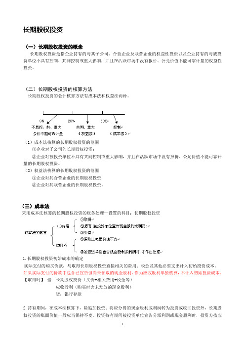 长期股权投资成本法与权益法及减值