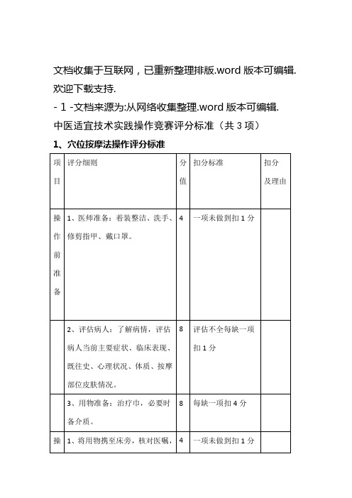 中医适宜技术操作评分标准