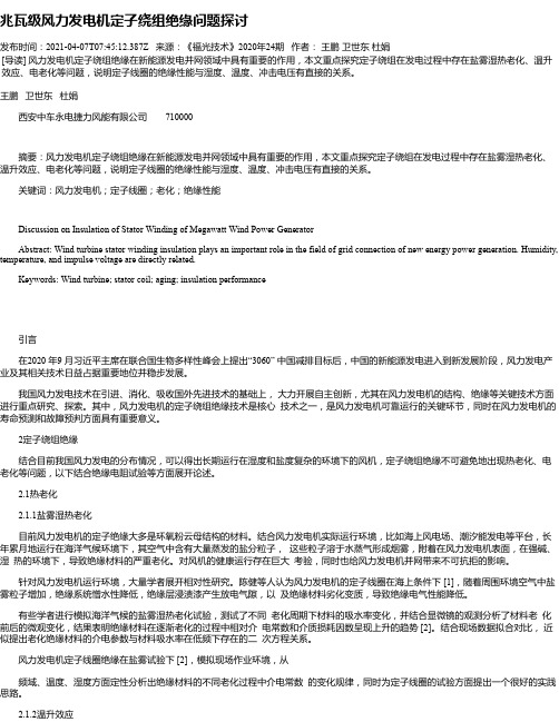 兆瓦级风力发电机定子绕组绝缘问题探讨