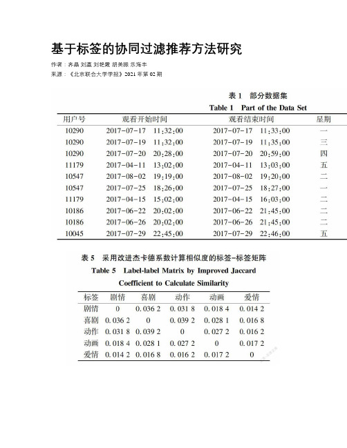 基于标签的协同过滤推荐方法研究 