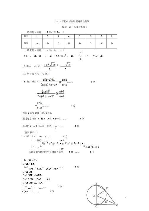 河南省郑州市2016年初中数学毕业年级适应性测试题
