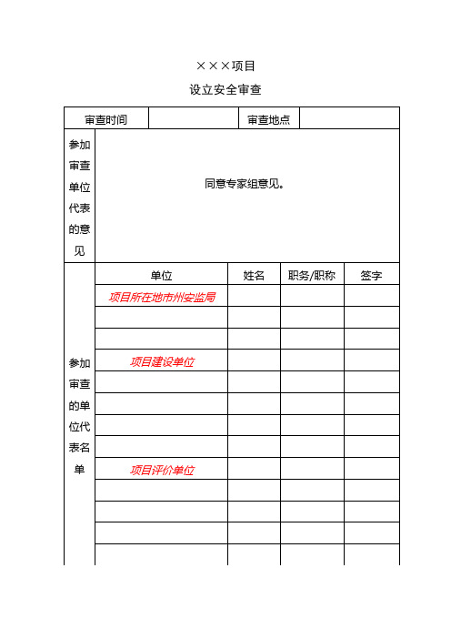 设立安全审查专家评审意见——样本