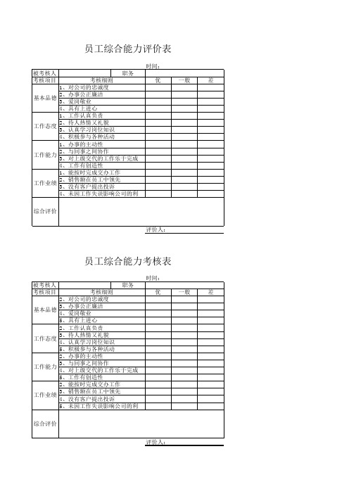 员工综合能力评价表