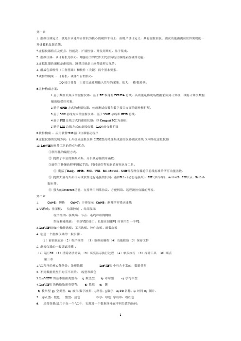 北信科测控技术与仪器系虚拟仪器期末考试考点总结