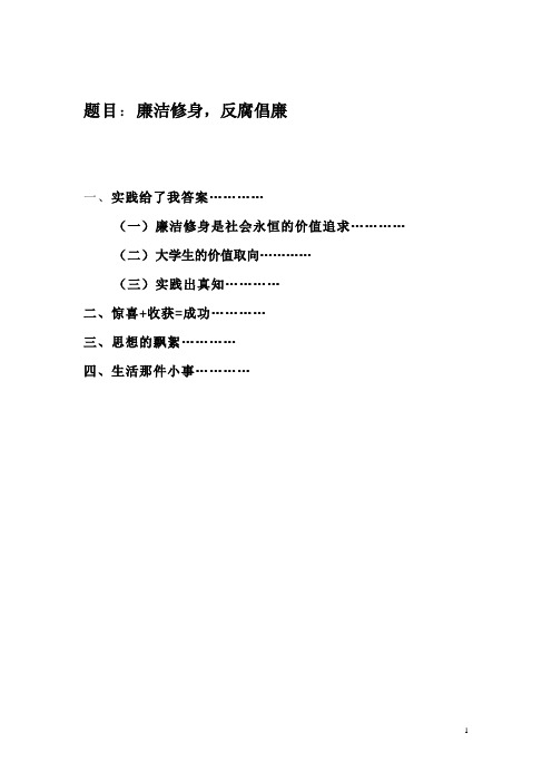 廉洁修身实践报告