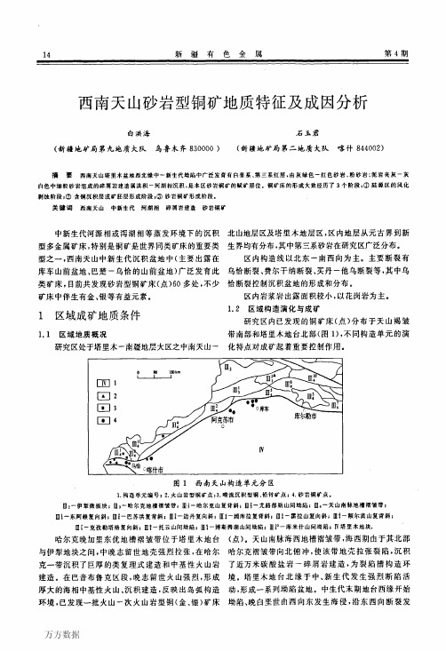 西南天山砂岩型铜矿地质特征及成因分析