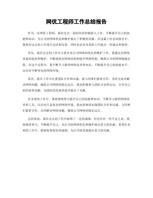 网优工程师工作总结报告