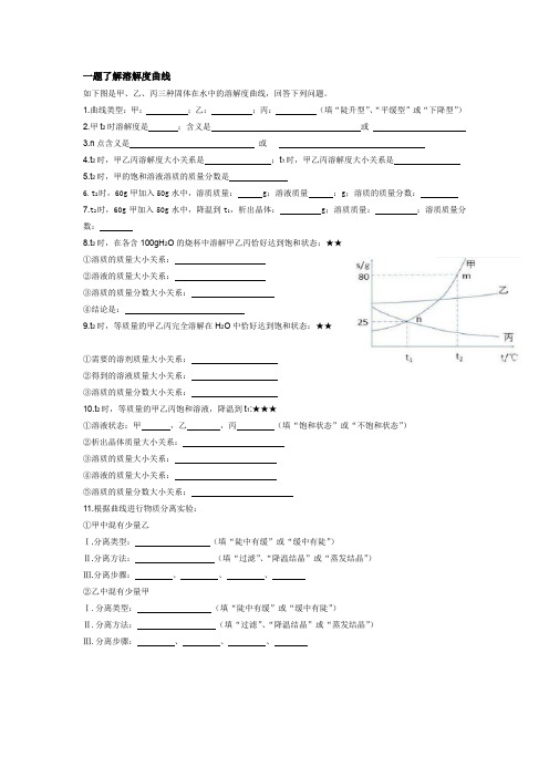 中考化学复习：一题了解溶解度曲线