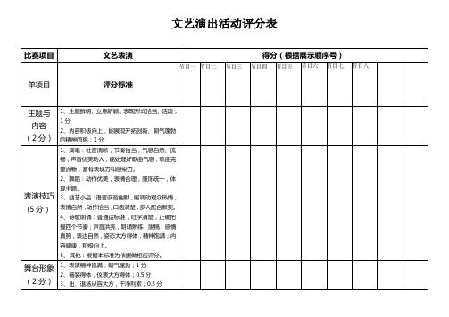 文艺表演评分表