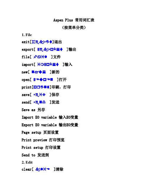 Aspen_Plus_常见词汇表总结-按菜单