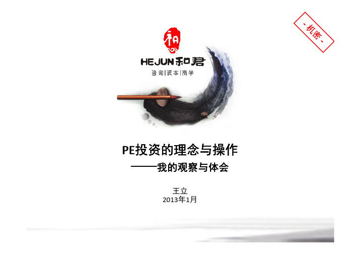 PE投资的理念与操作130103