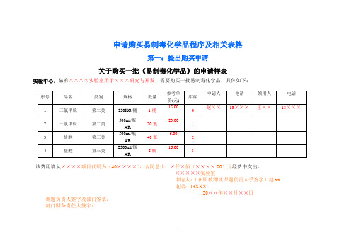 申请购买易制毒化学品程序及相关表格