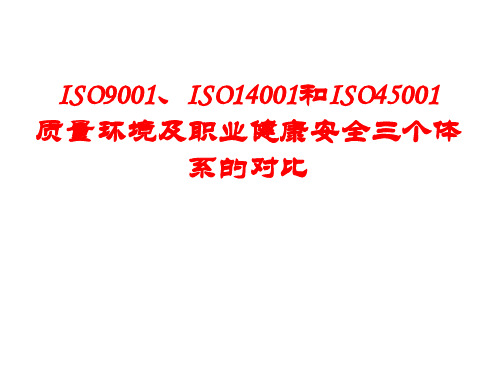 ISO9001、ISO14001和ISO45001质量环境及职业健康安全三个体系的对比