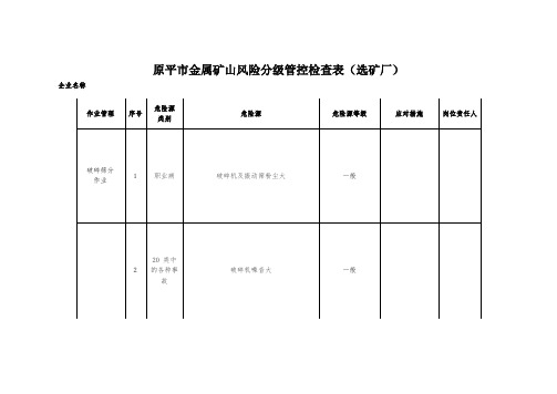 选矿厂风险检查表