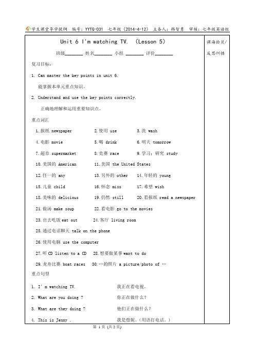 Unit 6 复习课导学提纲